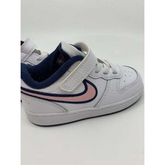 Nike Court Borough Low 2 White/Pink Glaze - Midnight Navy Toddler 6C - Picture 7 of 15